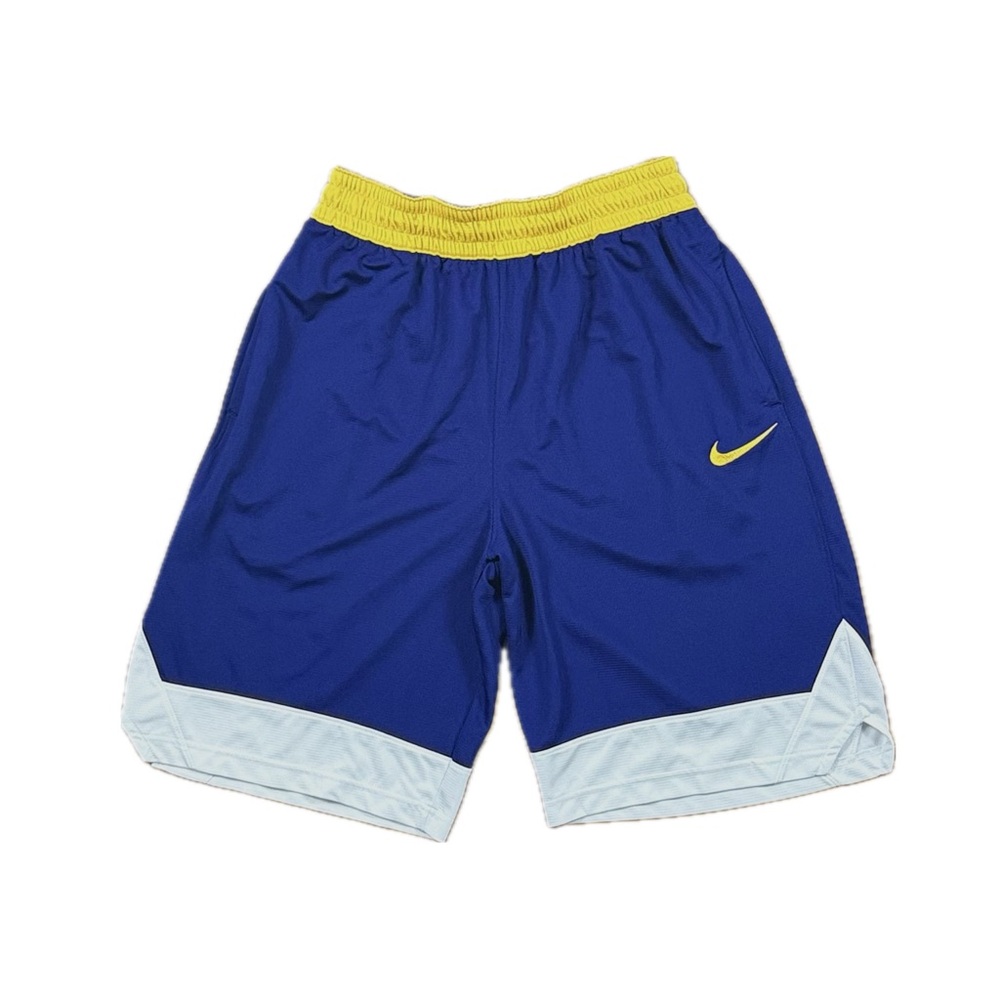 Nike retro navy blue yellow color block athletic shorts mens Medium
